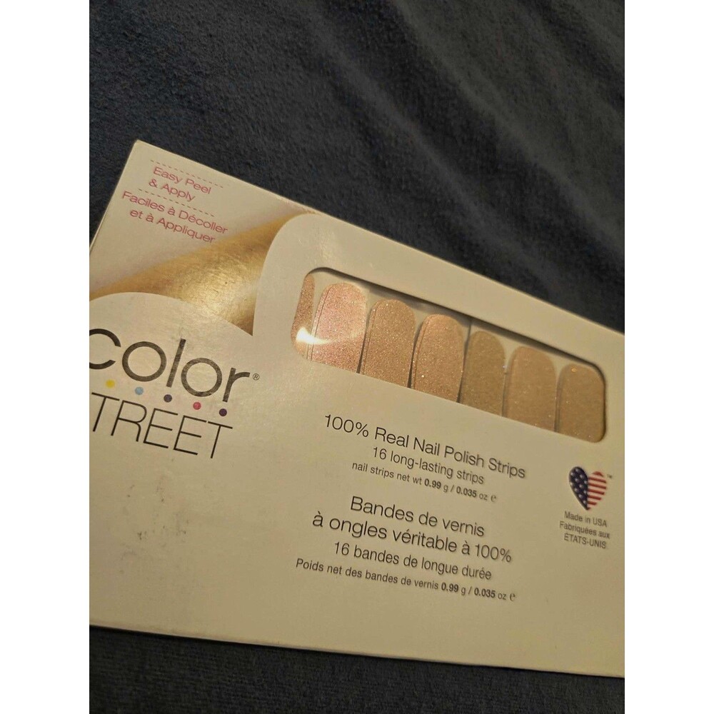 Color Street Press-On Nail Polish Strips Pink Gold Glitter pop the bubbly